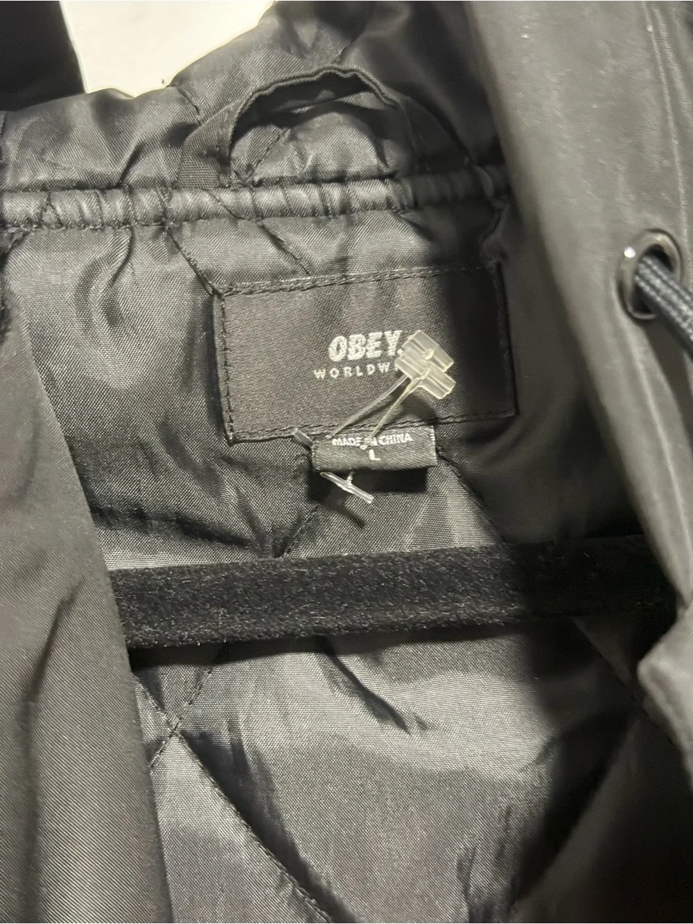 Obey Men's Black Hooded Coach Jacket